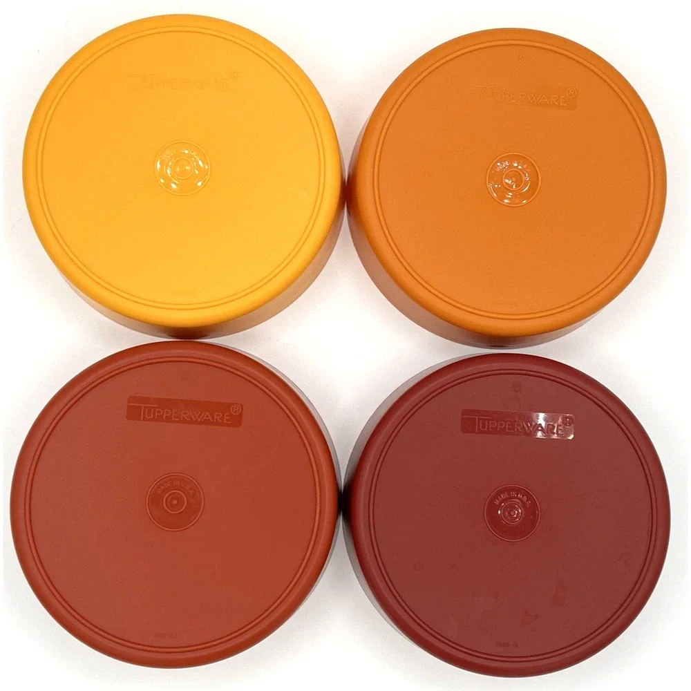 Vintage Tupperware Set of 4 Bowls 1405 No Lids Red Orange‎ Yellow SKU U149